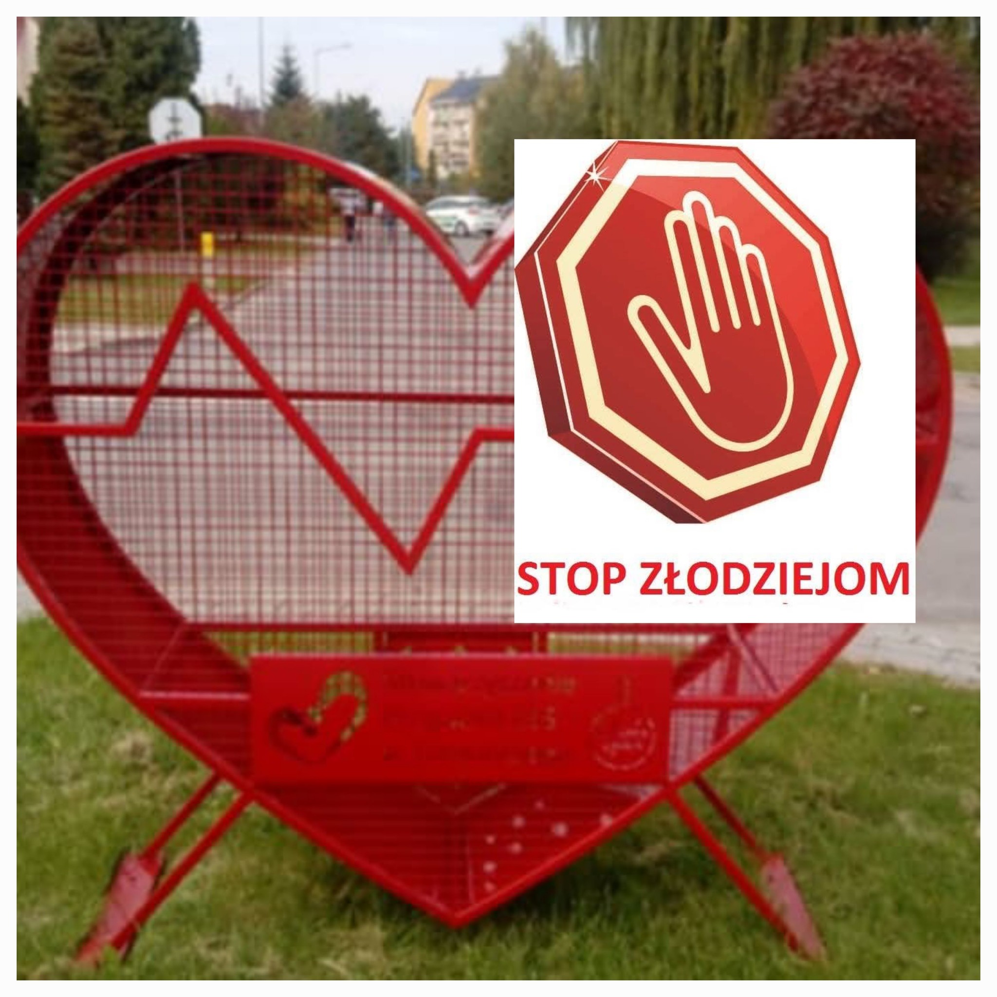 Z „nakrętkowych serc” w Tarnobrzegu giną nakrętki. „Potrzebujesz pomocy? Przyjdź i poproś o nią, nie okradaj dzieci”