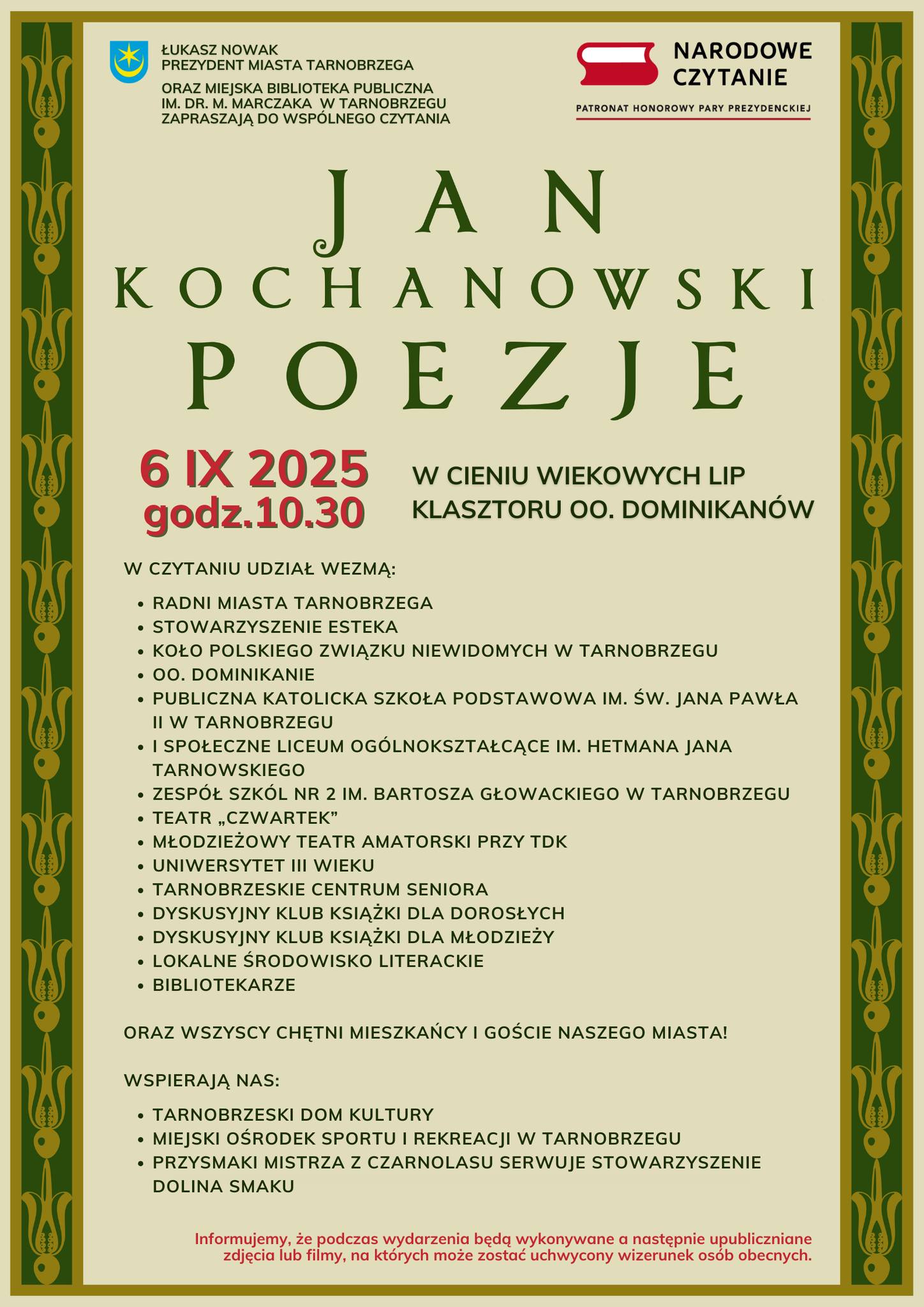 06.09 (sobota) Narodowe Czytanie 2025 w Tarnobrzegu
