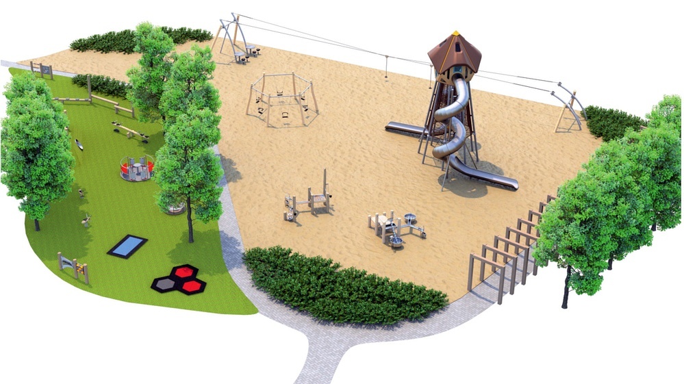 Zamiast wodnego placu zabaw – kurtyny wodne. Powstaje koncepcja placu zabaw nad Wisłą w Tarnobrzegu (wizualizacje)