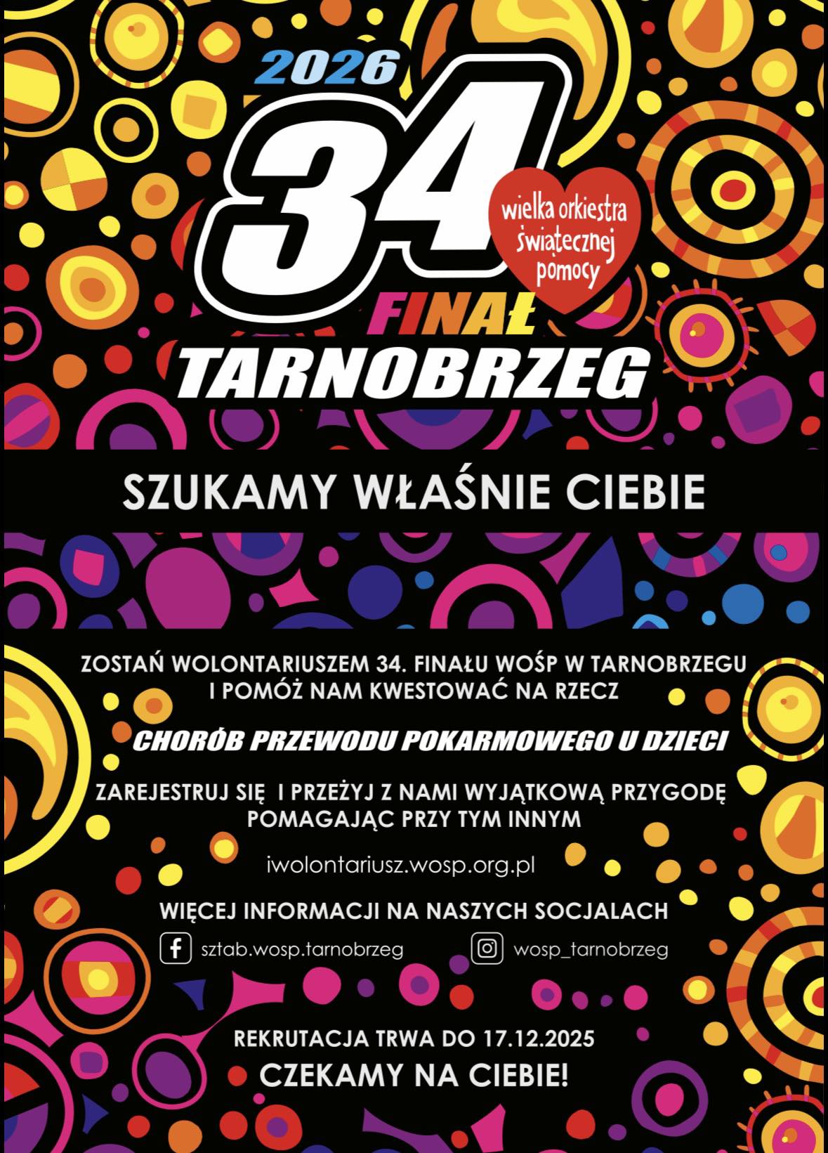 Tarnobrzeg, Serca w Gotowości! Otwarta Rekrutacja Wolontariuszy WOŚP Rejestracja wolontariuszy trwa do 17 grudnia! Pomóż nam zagrać dla „Zdrowych brzuszków naszych dzieci”!