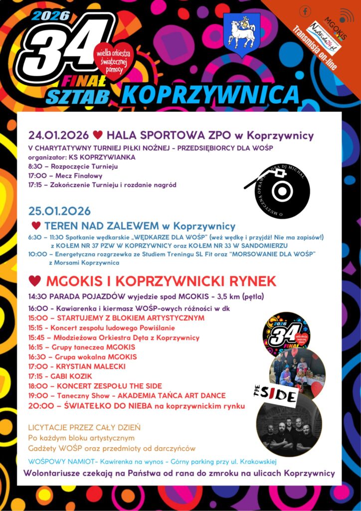 Transmisja 34. finału Wielkiej Orkiestry Świątecznej Pomocy w Koprzywnicy (video)