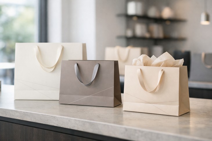 Torby papierowe z nadrukiem w sklepie detalicznym – branding i opakowania firmowe