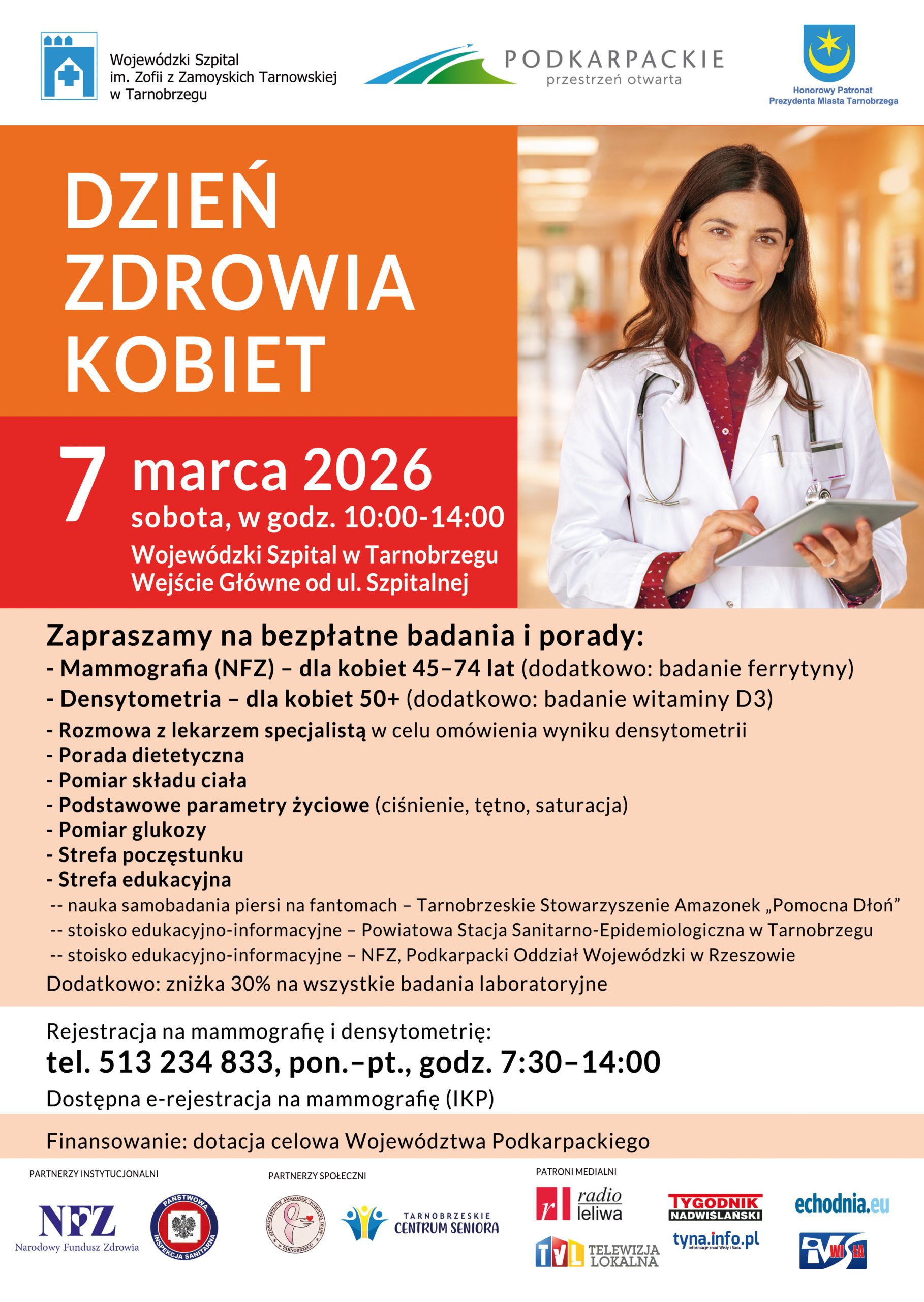 07.03 (sobota) Dzień Zdrowia Kobiet w Wojewódzkim Szpitalu w Tarnobrzegu