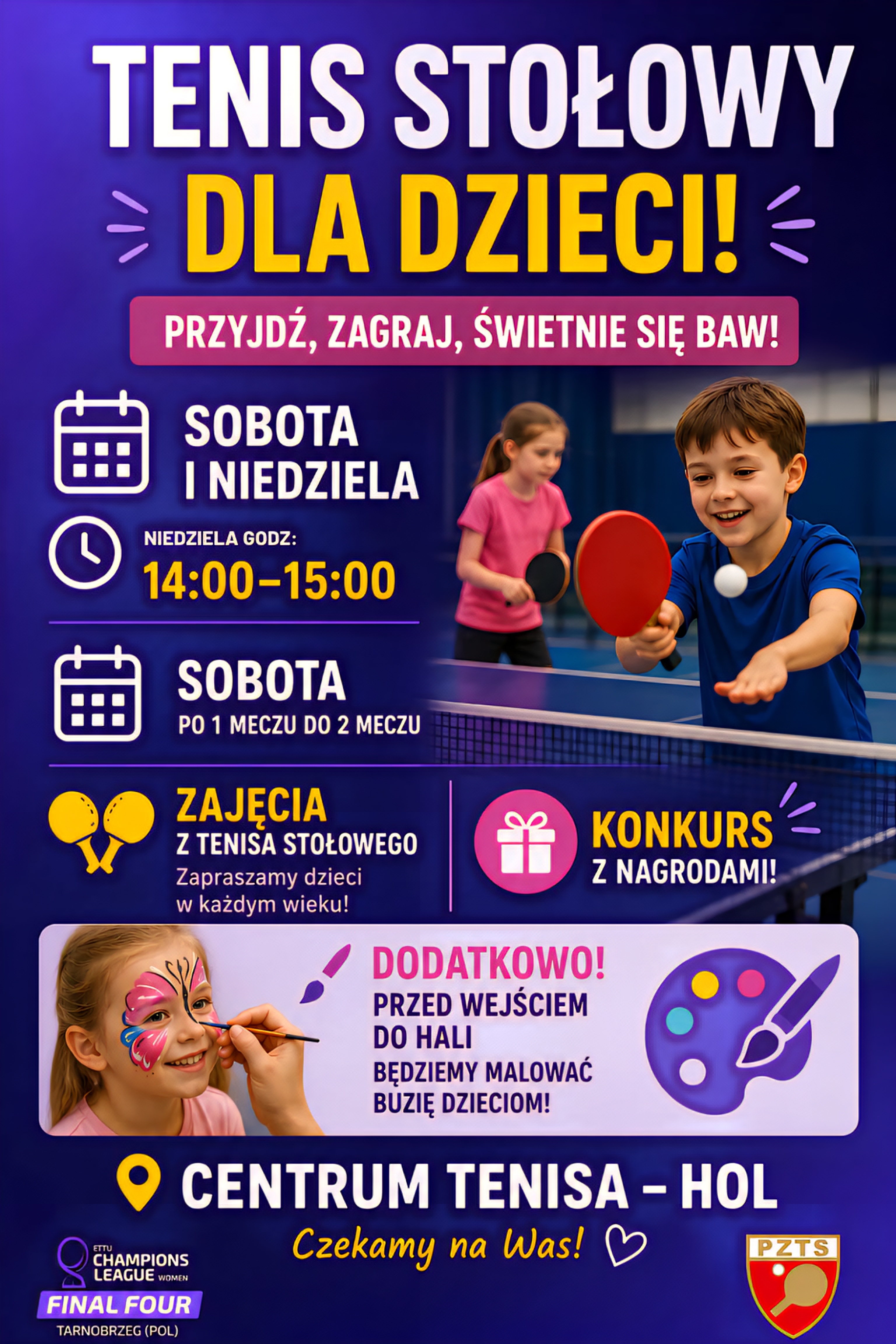 Tenis stołowy dla dzieci – strefa gier i konkursy z nagrodami podczas turnieju Final Four