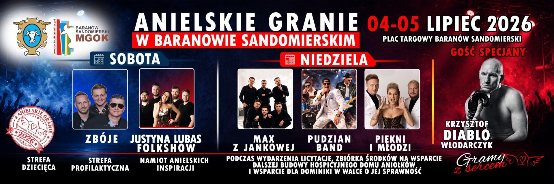 Baranów Sandomierski: 4 i 5 lipca „Anielskie Granie”. Będzie folk, disco polo oraz Krzysztof „Diablo” Włodarczyk