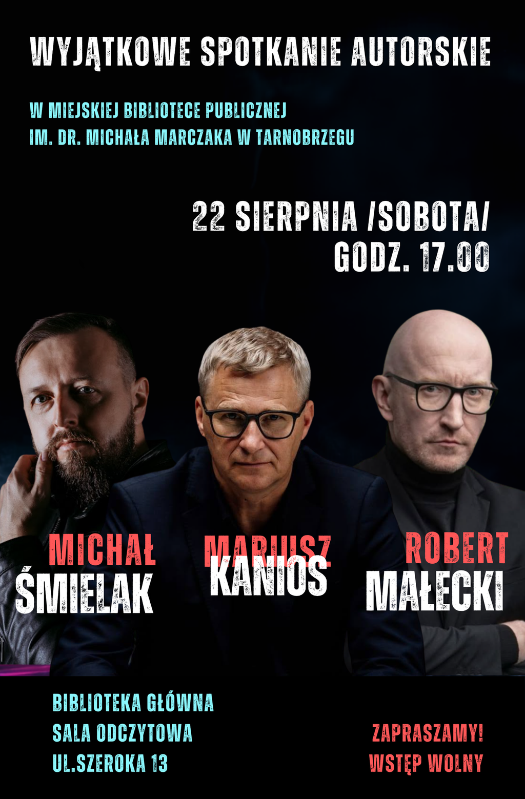 Spotkanie z mistrzami kryminału w Bibliotece Głównej – sobota, 22 sierpnia