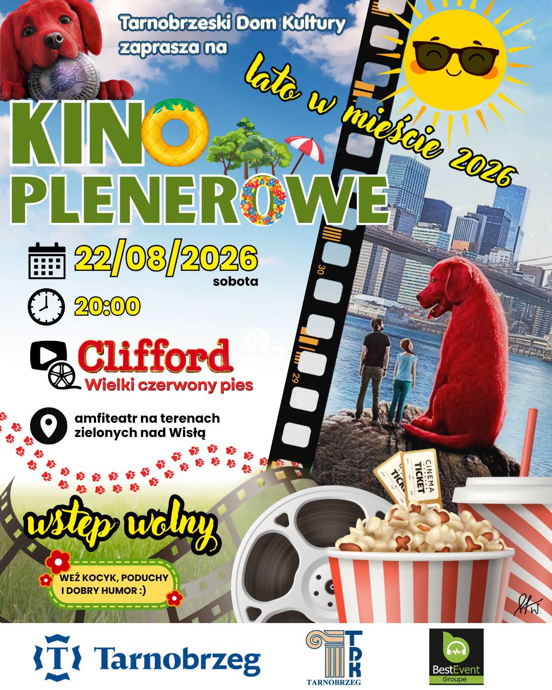 W sobotę kino plenerowe nad Wisłą. TDK zaprasza na seans filmu „Clifford. Wielki czerwony pies”