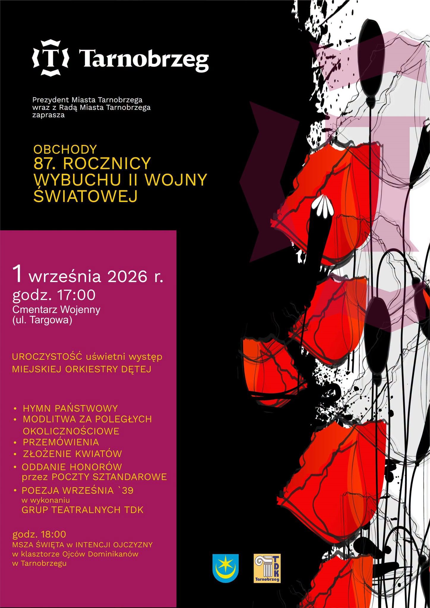 1 września (wtorek) – Tarnobrzeskie obchody 87. rocznicy wybuchu II wojny światowej